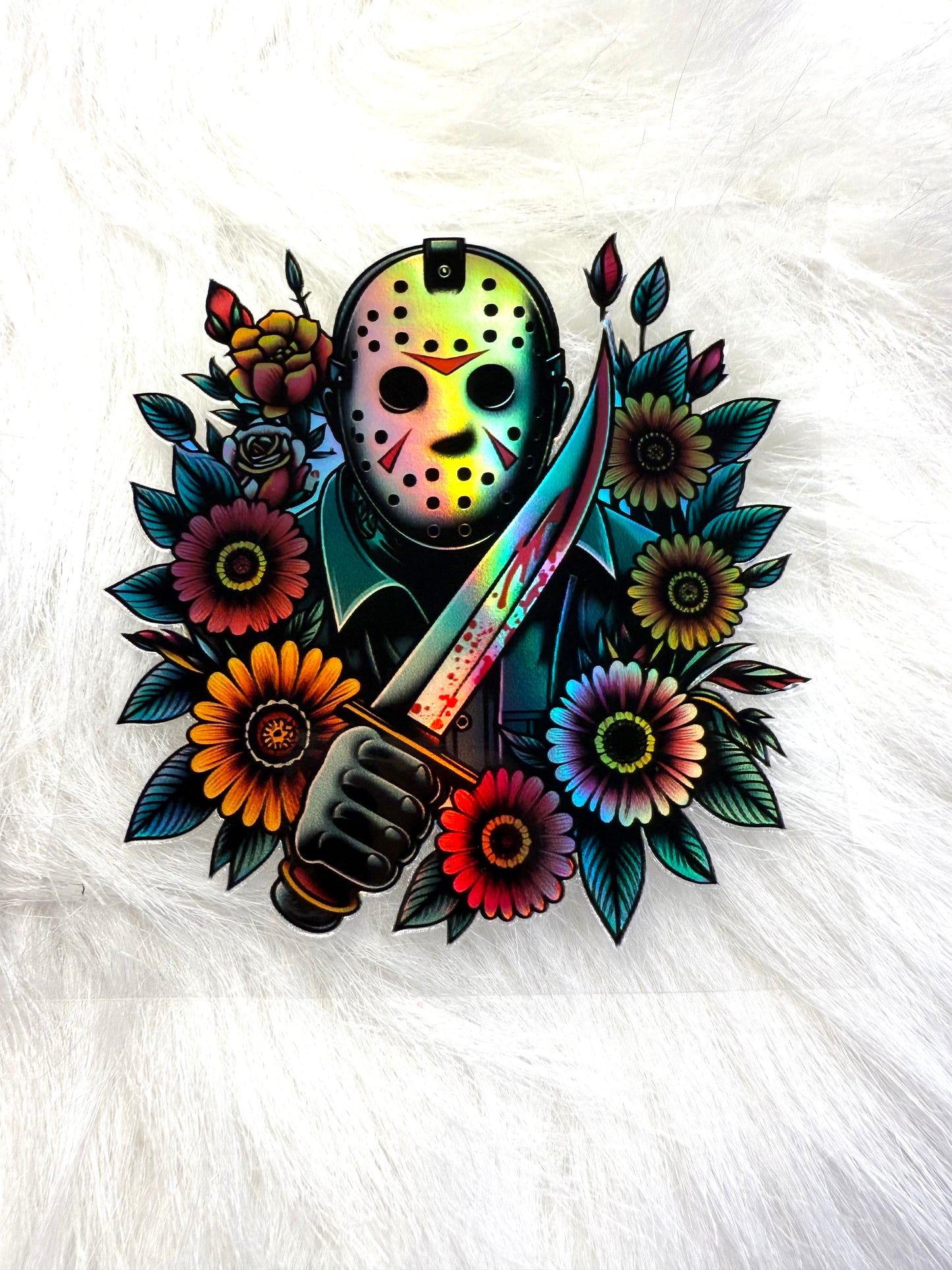 Holographic UV DTF Floral Jason Decal Sticker #14