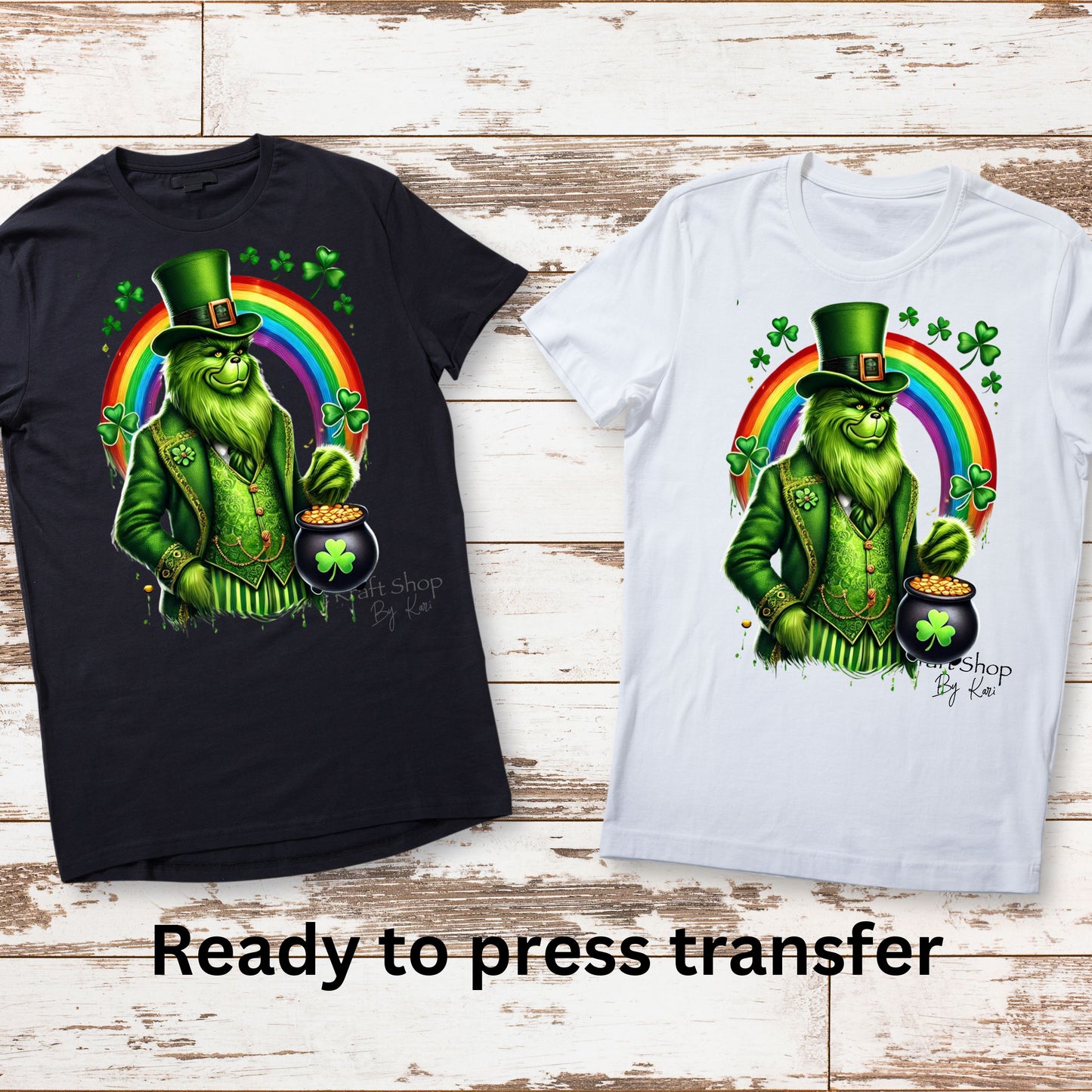 DTF ready to press transfer. St. Patty Ginc Leprechaun green man sarcastic image, Direct to film heat press transfer. DTF Print #11298