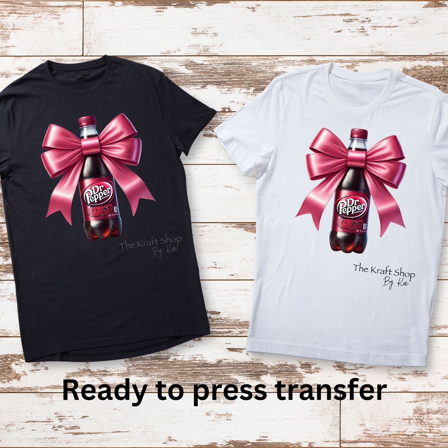 DTF ready to press transfer. Pink Bow Dr P Direct to film heat press transfer. #11307