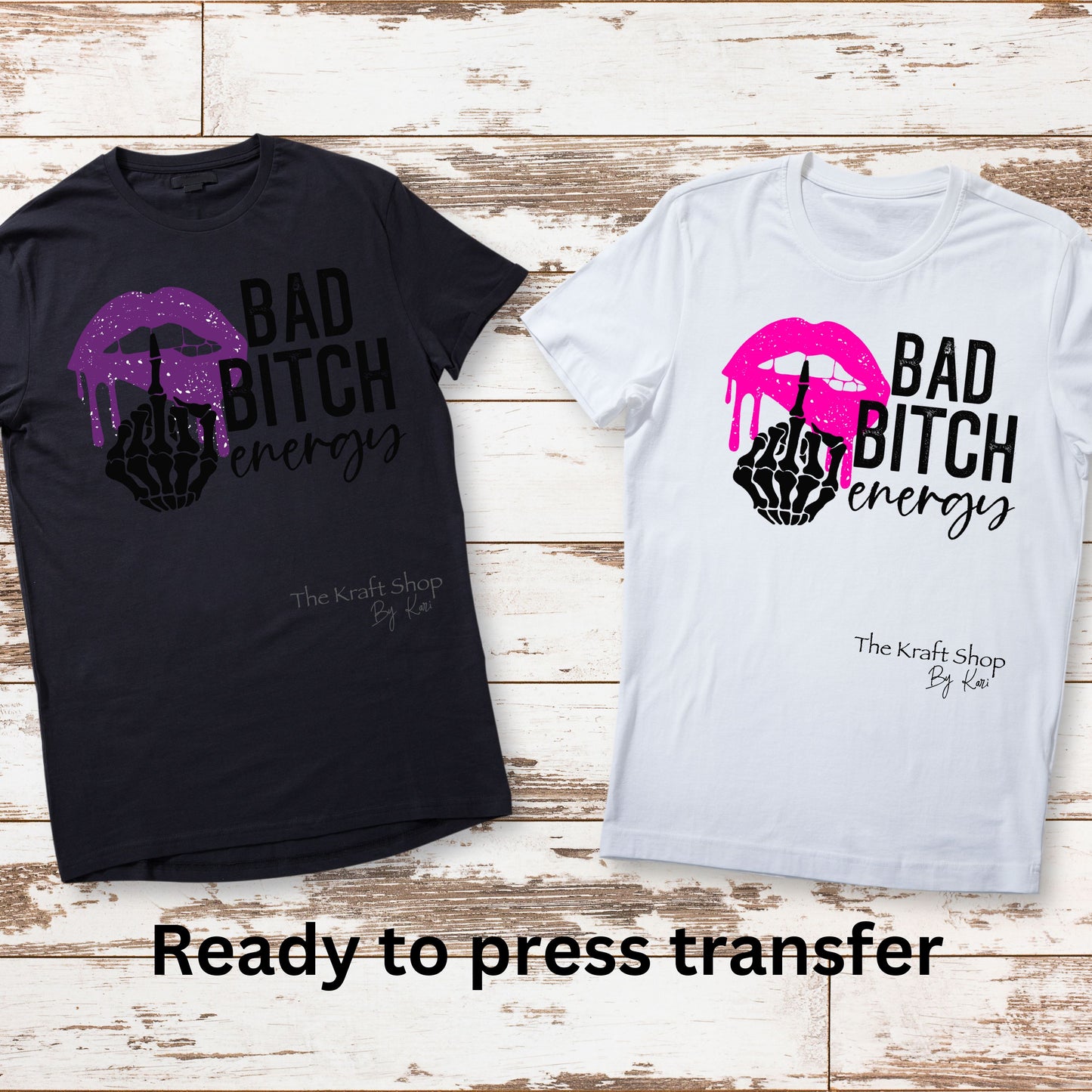 DTF ready to press transfer. Bad bitch energy purple or pink lips. Direct to film heat press transfer. DTF Print, Heat Transfer #11051