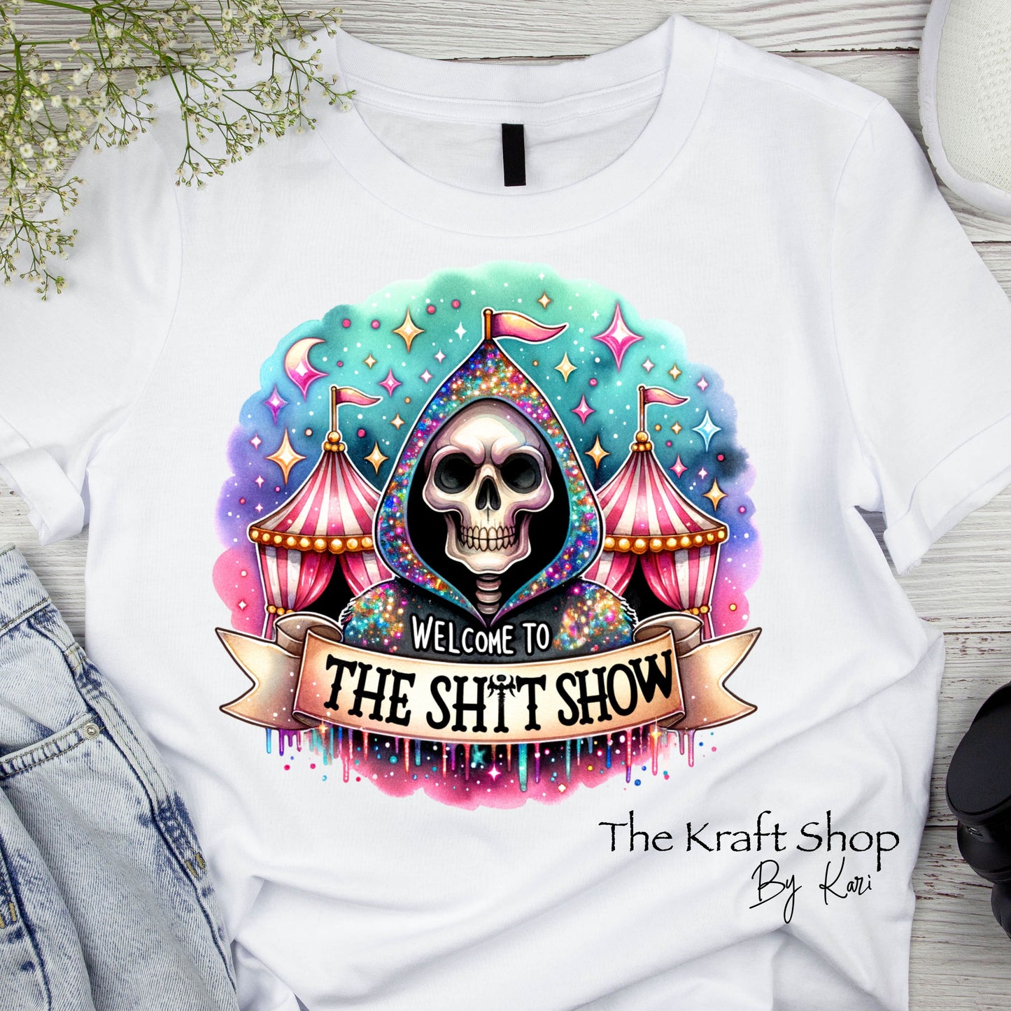 DTF ready to press transfer Welcome to the shit show shirt transfer, DTF Print#11438