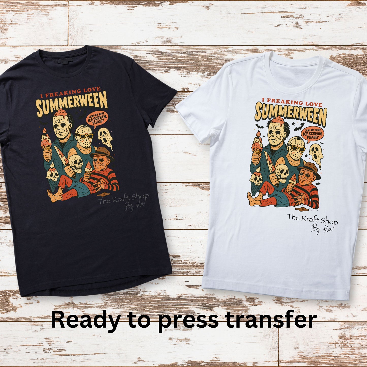 DTF ready to press transfer Summerween I freaking love Summerween Summer Horror saying shirt transfer, DTF Print #11465