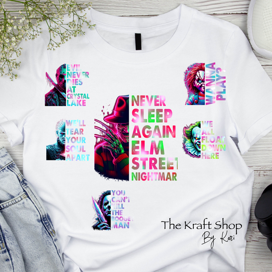 DTF ready to press transfer. Horror Character Spooky Halloween shirt transfer , #11523