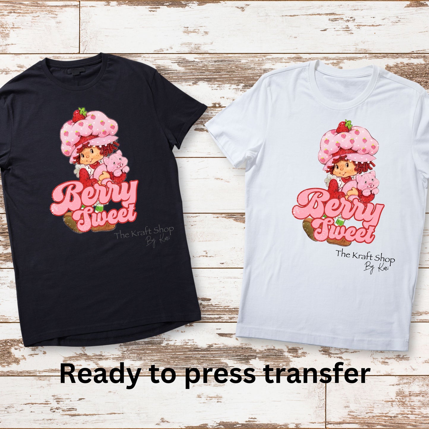 DTF ready to press transfer. Berry sweet distressed cute pink girl with cat. Direct to film heat press transfer. DTF Print, Heat Transfer#11423