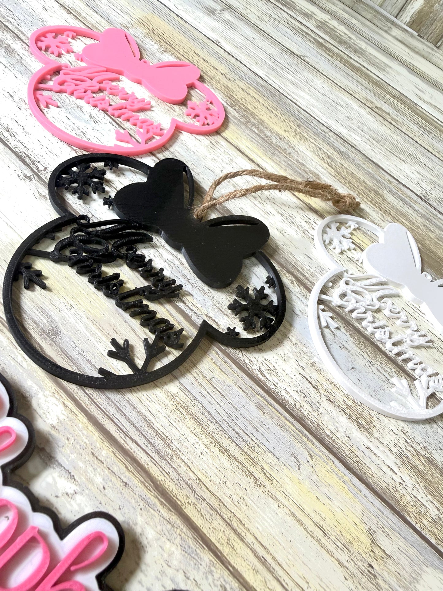 3D cute mouse with bow Christmas ornament