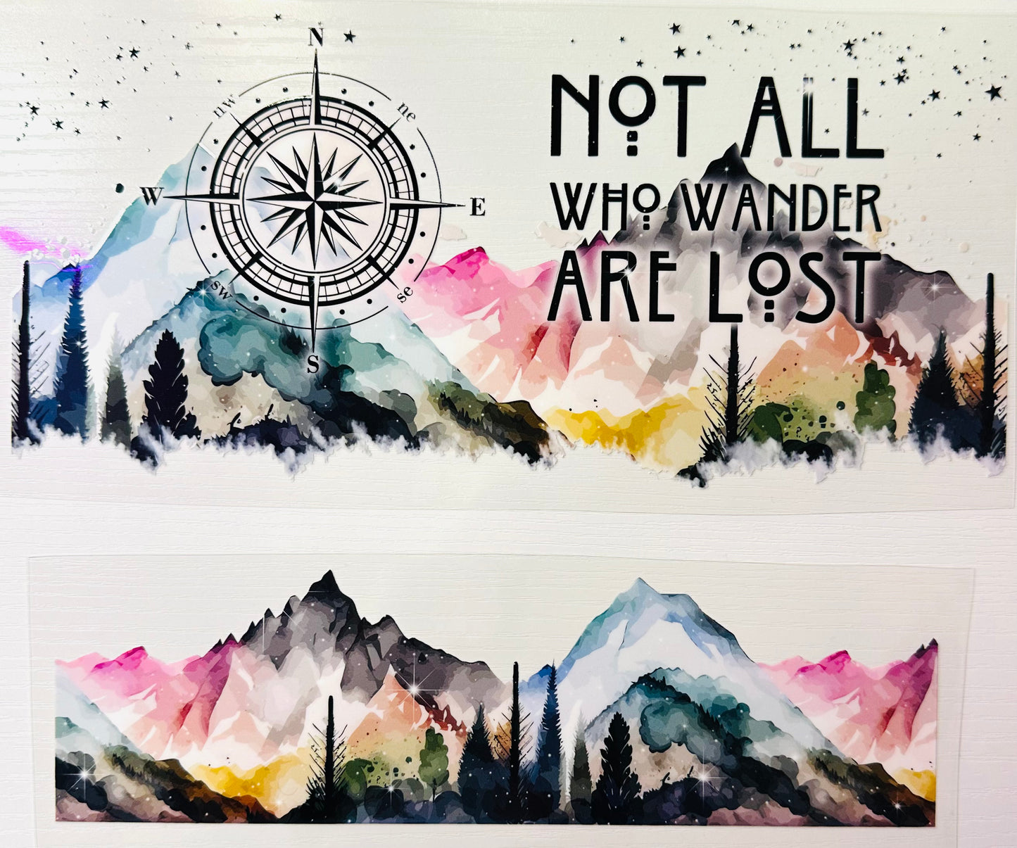 UV DTF 40 oz ready to apply Not all who wander are lost wrap Glass can wrap. Permanent sticker. UV wrap quencher #3043