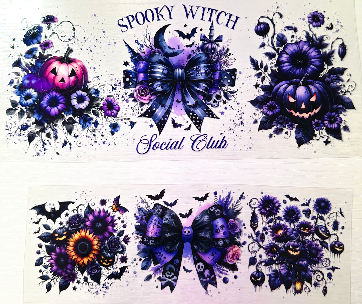 UV DTF 40 oz ready to apply Spooky witch social club tumbler wrap. Permanent sticker. UV wrap quencher #3044