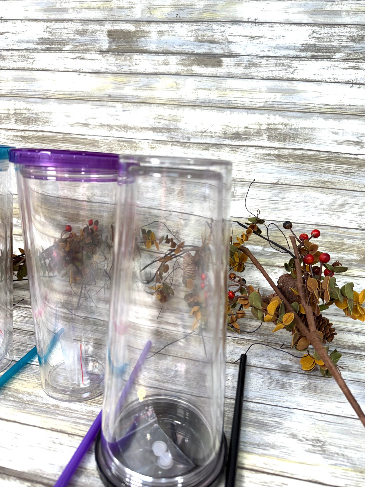 24 oz acrylic snow globe blanks with straw
