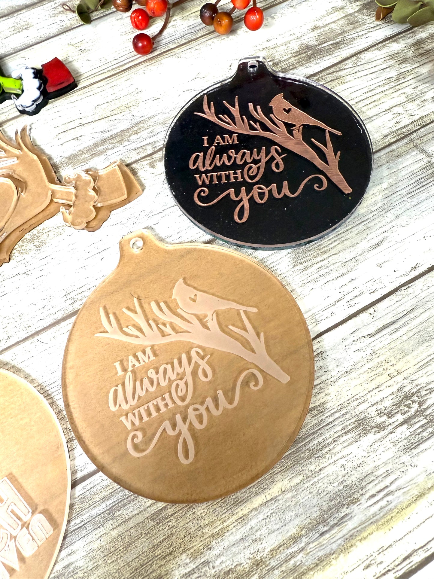 DIY ornament Green Man and I am always with you engraved or Acrylic kit blanks shapes. DIY ornaments. Acrylic shapes for crafts.