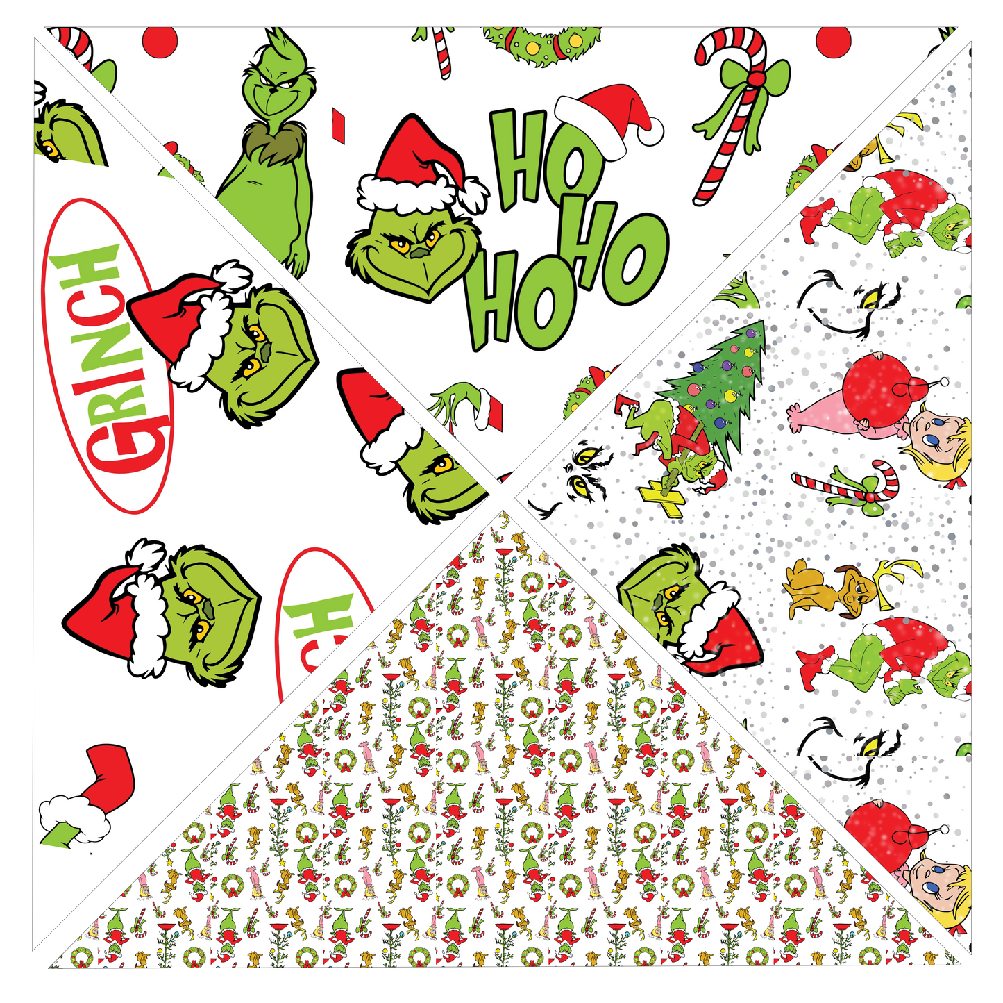 UV DTF Sticker print. Grin Christmas 4 triangle V Split Helper tumbler wrap decal, tumbler decal. UV wrap for tumbler.