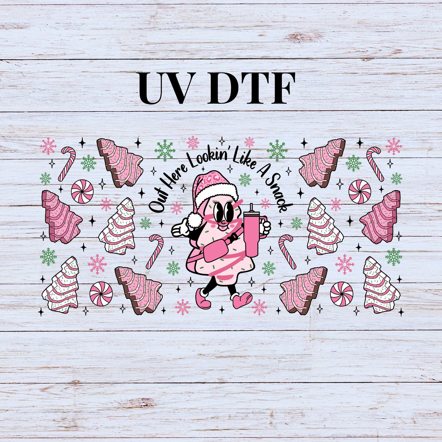 UV DTF Sticker print. Out here looking like a snack glass can wrap or element sheet decal, tumbler decal. UV wrap for glass can tumbler. #7076