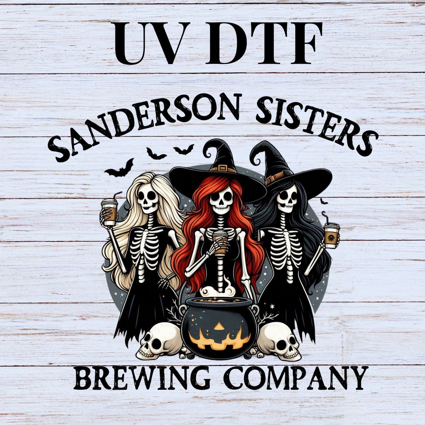 UV DTF Sticker print Sanders sisters Halloween decal, tumbler decal, Uv wrap glass can tumbler. #7038