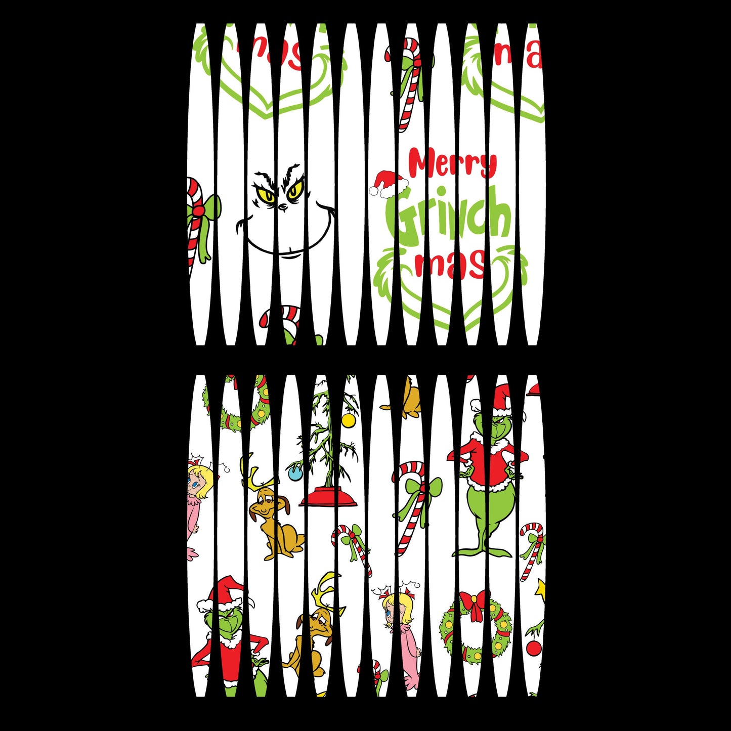 UV DTF Sticker print. Christmas Grin stripe pattern template wrap for 20 oz tumblers or diy project made with UV dtf decals. #5220