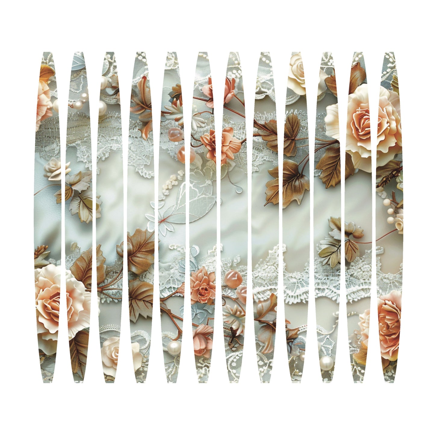 UV DTF Sticker print. Lace and flowers stripe pattern template wrap for 20 oz tumblers or diy project made with UV dtf decals. #5214