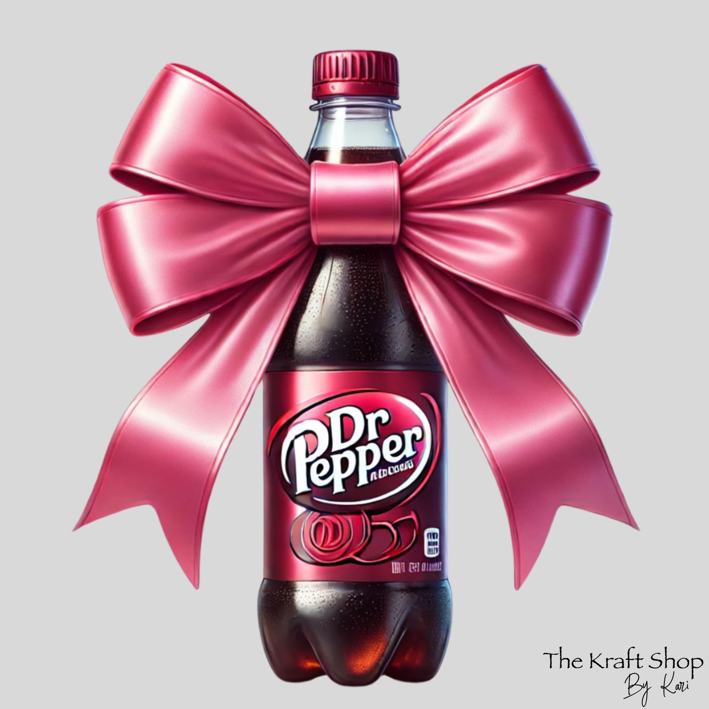 UV DTF Sticker print Dr Pep with pink bow decals, tumbler decal. UV wrap for glass can tumbler. #10144