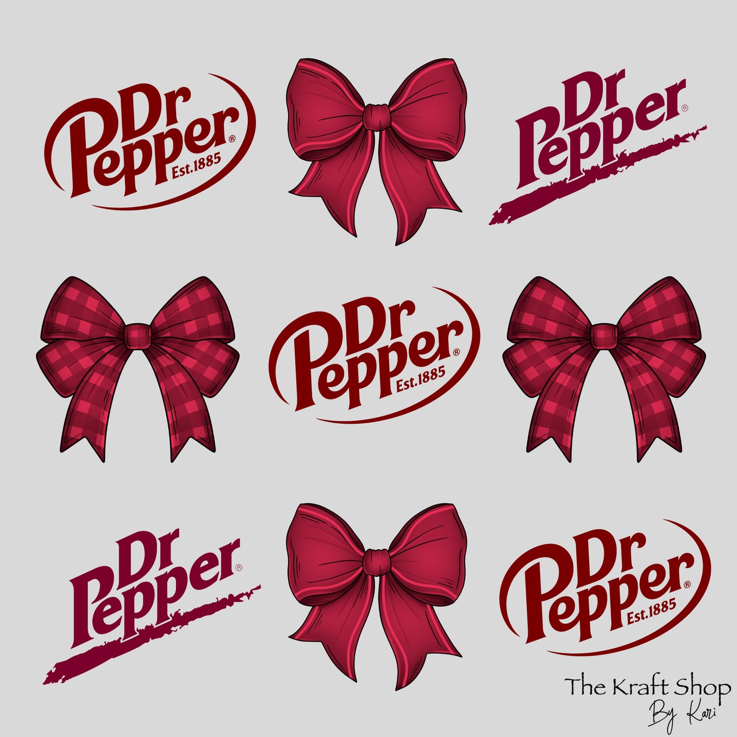 UV DTF Sticker print Dr Pep with bows croquette decals, tumbler decal. UV wrap for glass can tumbler. #10145