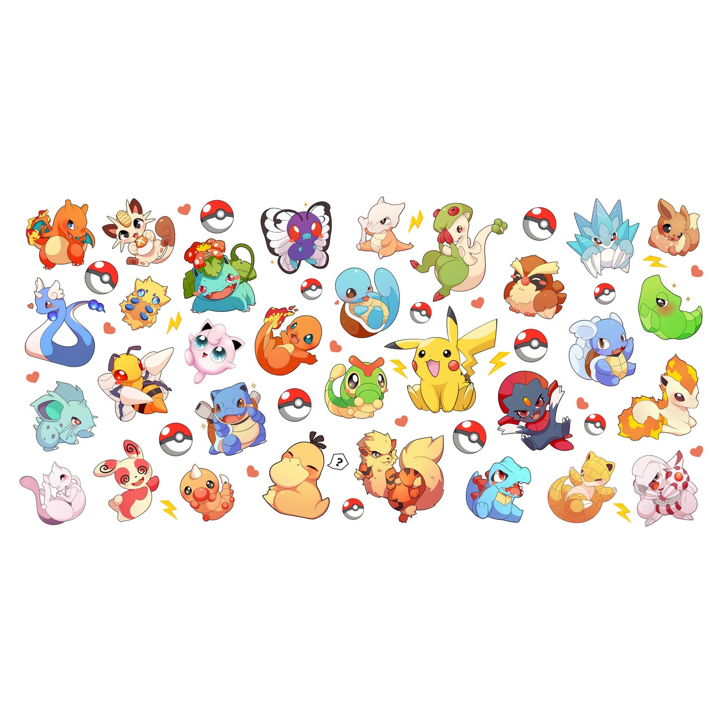 UV DTF Sticker print Poke character element wrap decal, tumbler decal. UV wrap for glass can #5255