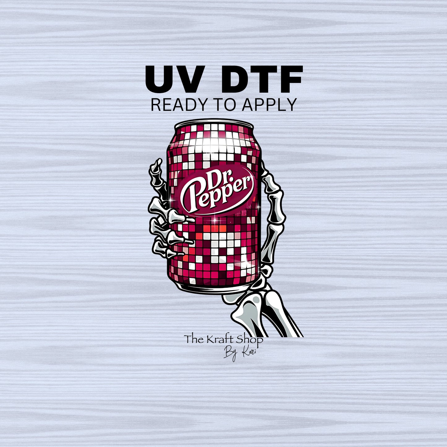 UV DTF Sticker print. Disco Dr P skeleton hand decal, tumbler decal, permanent sticker. #4426