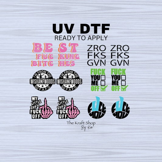 UV dtf  Sticker print Cuss words sarcastic keychain mini wraps for mini tumbler keychains, sticker. Uv wrap for chapstick holders #10253