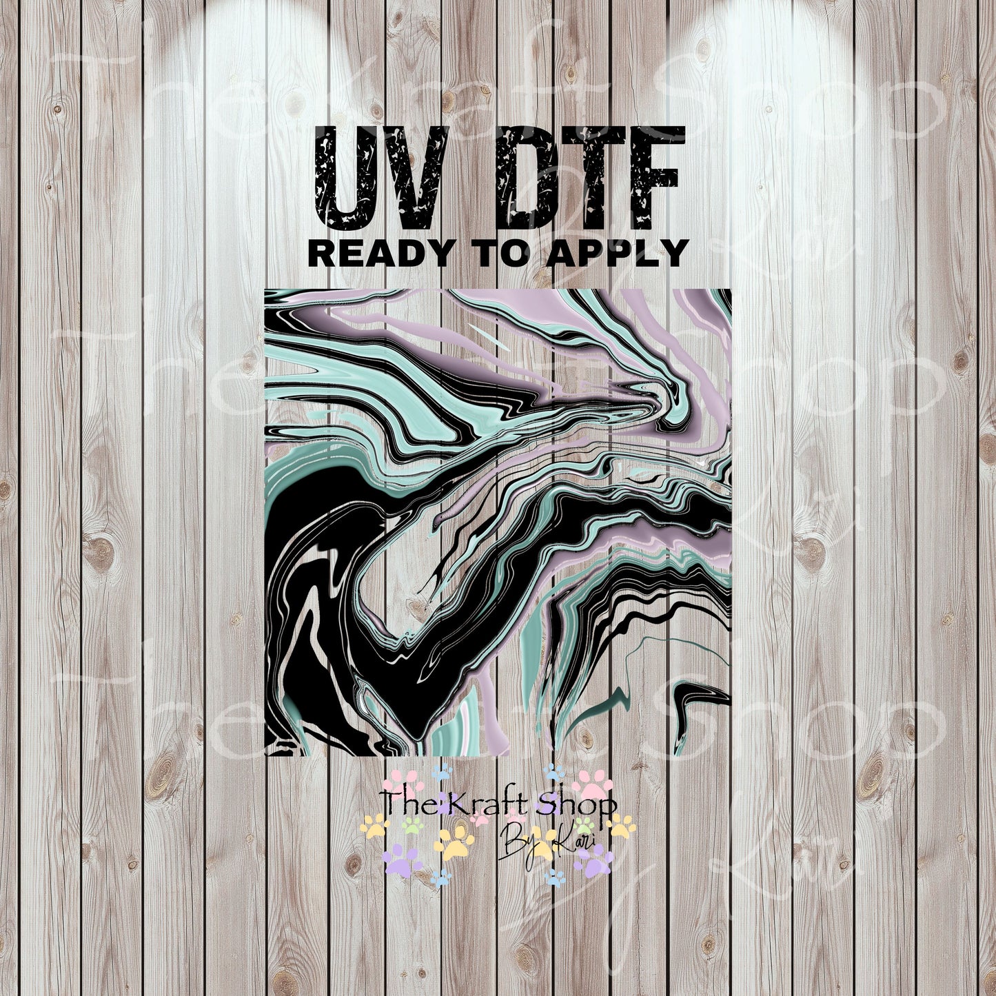 UV DTF Sticker print. Hydro dip cheat sheet helper wrap #4 Black Teal tumbler decal. Glass can wrap. #5328