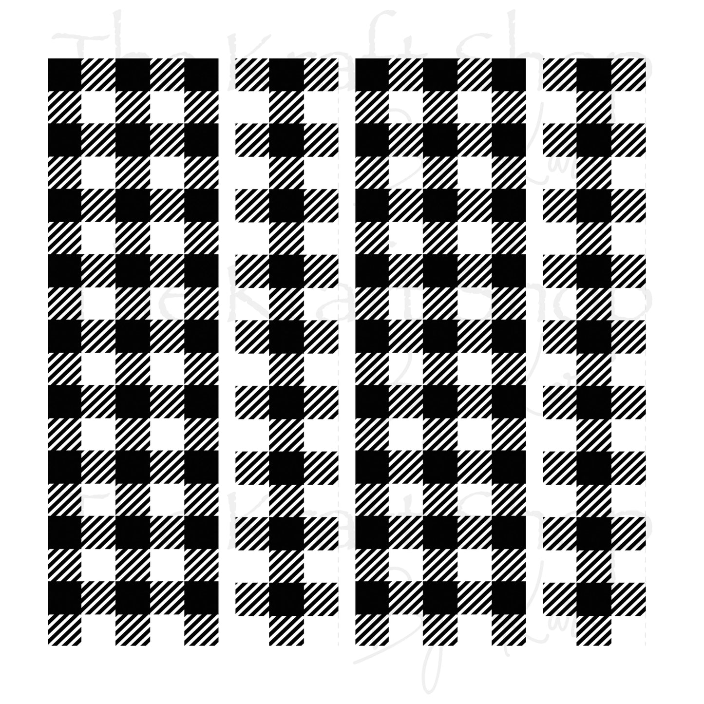 UV DTF Sticker print. Checkered Plaid strips plaid helper tumbler decal. Glass can wrap. #5329