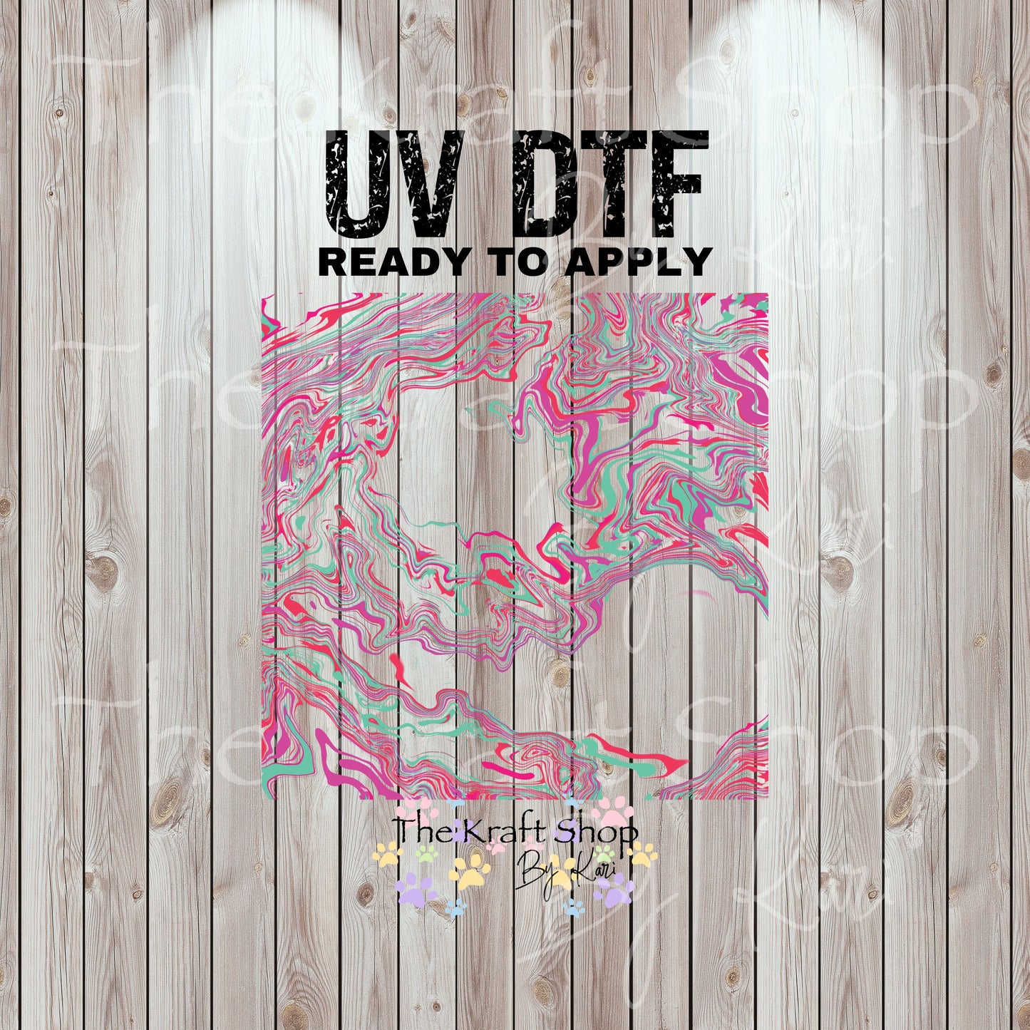 UV DTF Sticker print. Hydro dip cheat sheet helper wrap #3 Pink Teal tumbler decal. Glass can wrap. #5327