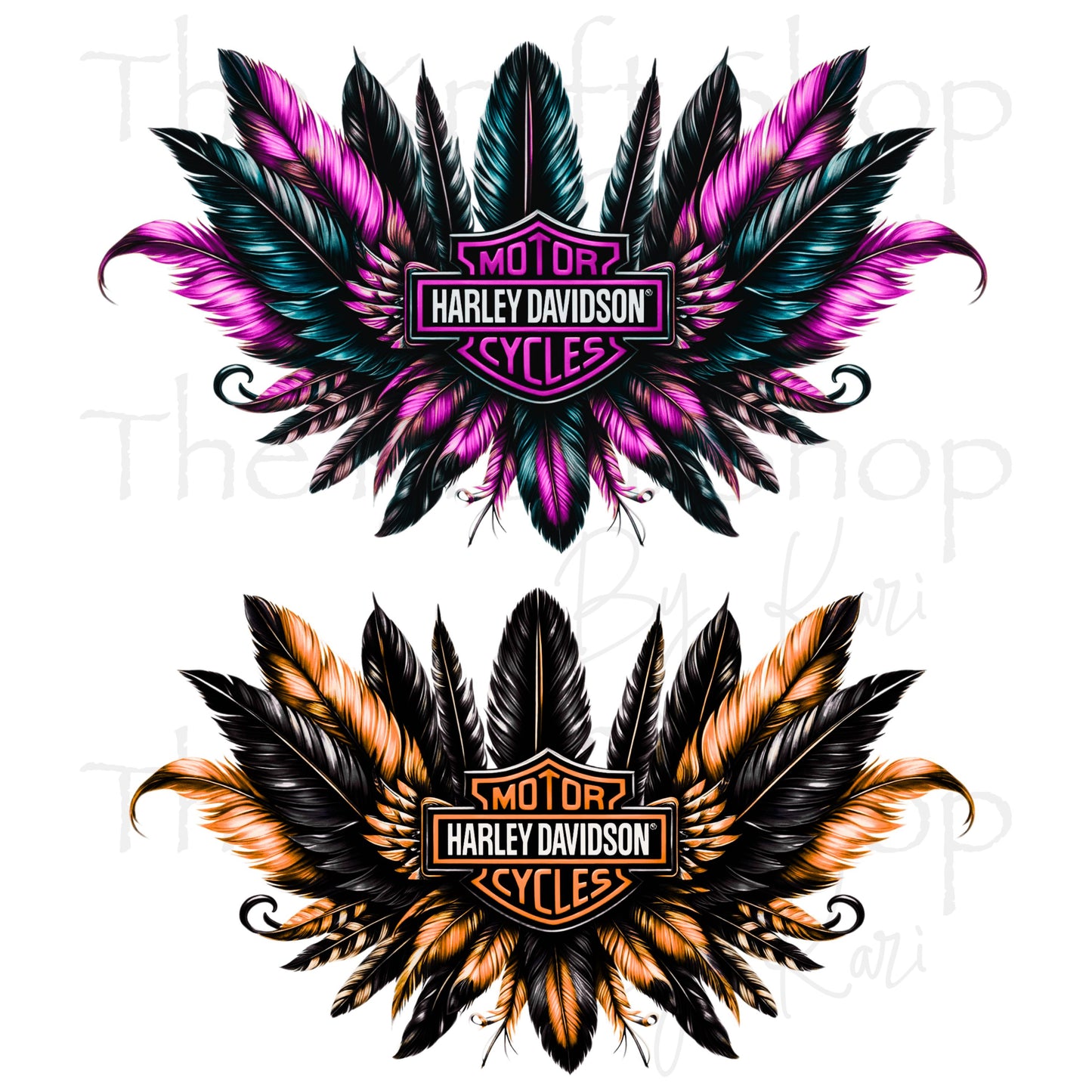 UV DTF Sticker print. Harl pink or orange feathers permanent sticker tumbler decal  #4518