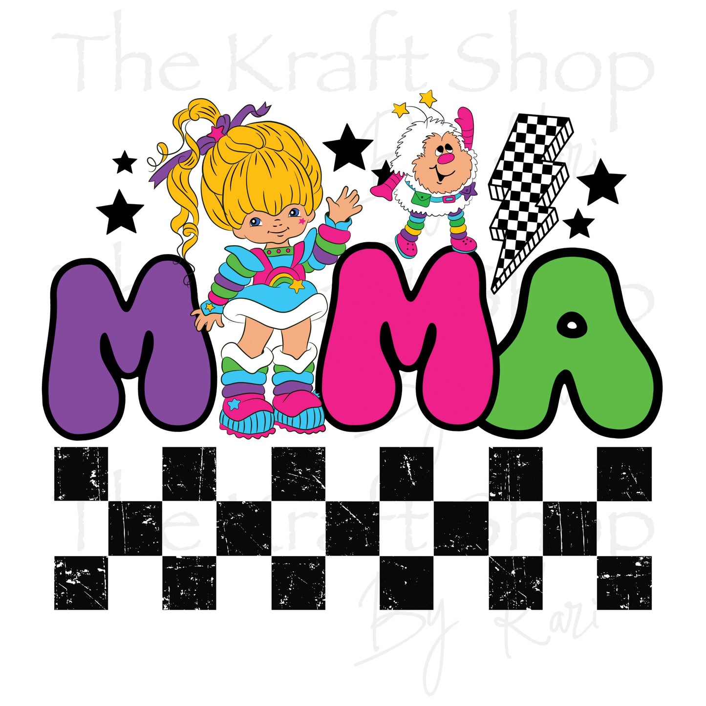 UV DTF Sticker print. Brite Mama retro lightening bolt permanent sticker tumbler decal  #4521