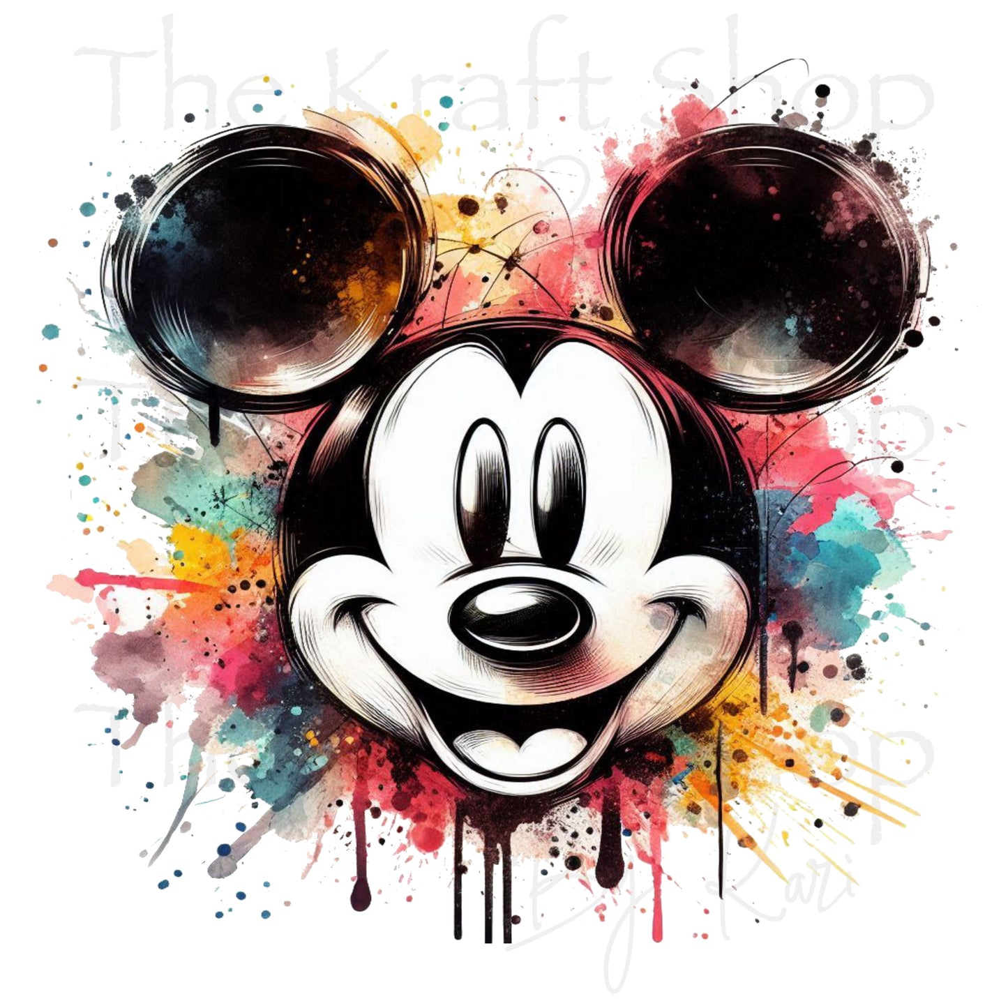 UV DTF Sticker print. Mick Head Paint Splatter image permanent sticker tumbler decal  #10275