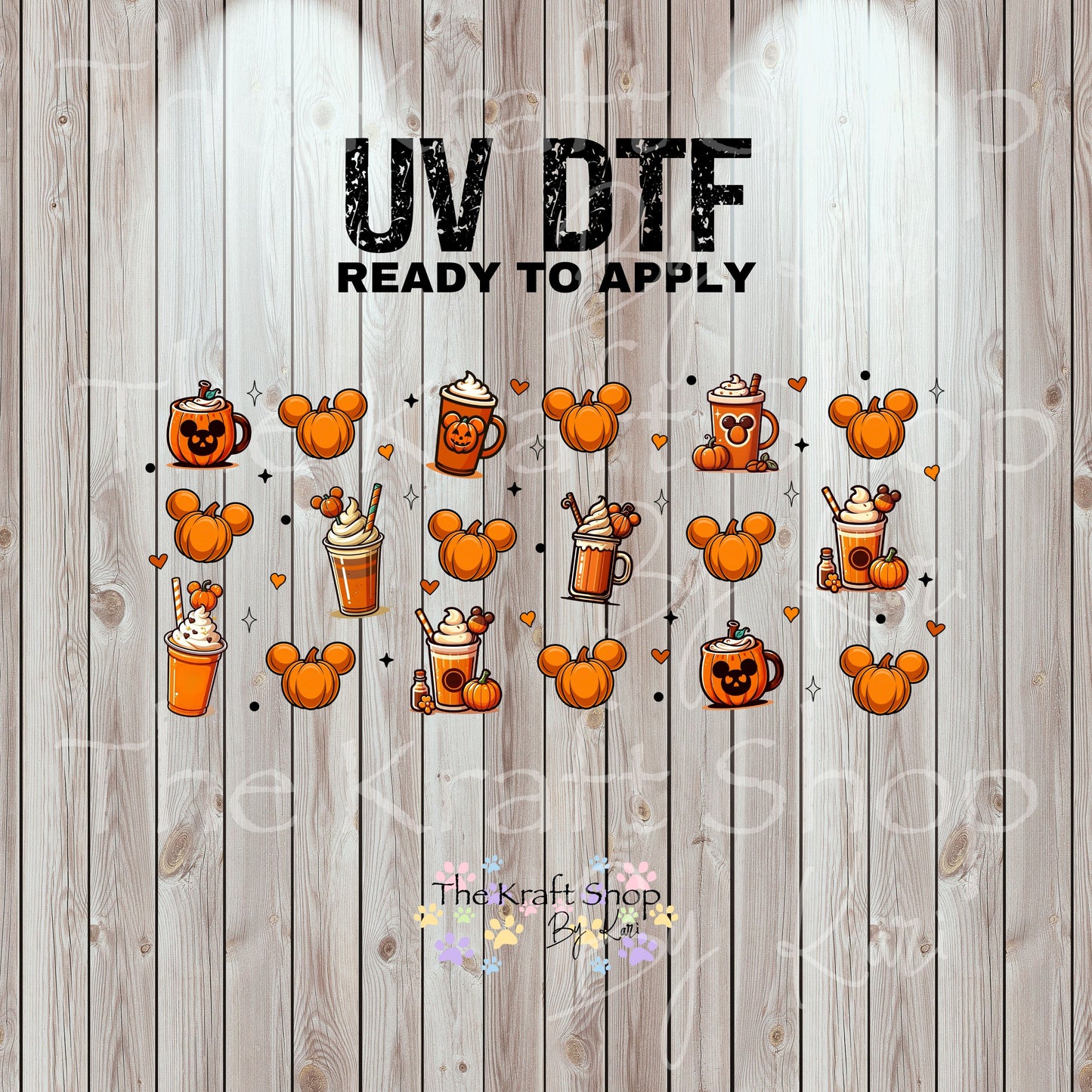 UV DTF Sticker print. Mick pumpkins latte glass can wrap decal, tumbler decal, permanent sticker. #7342