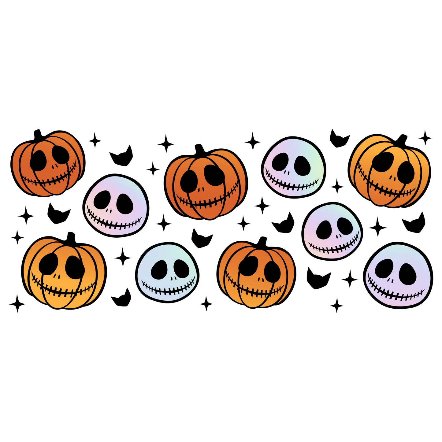 UV DTF Sticker print. Jack Pumpkins wrap decal, tumbler decal UV wrap for glass can tumbler#7346