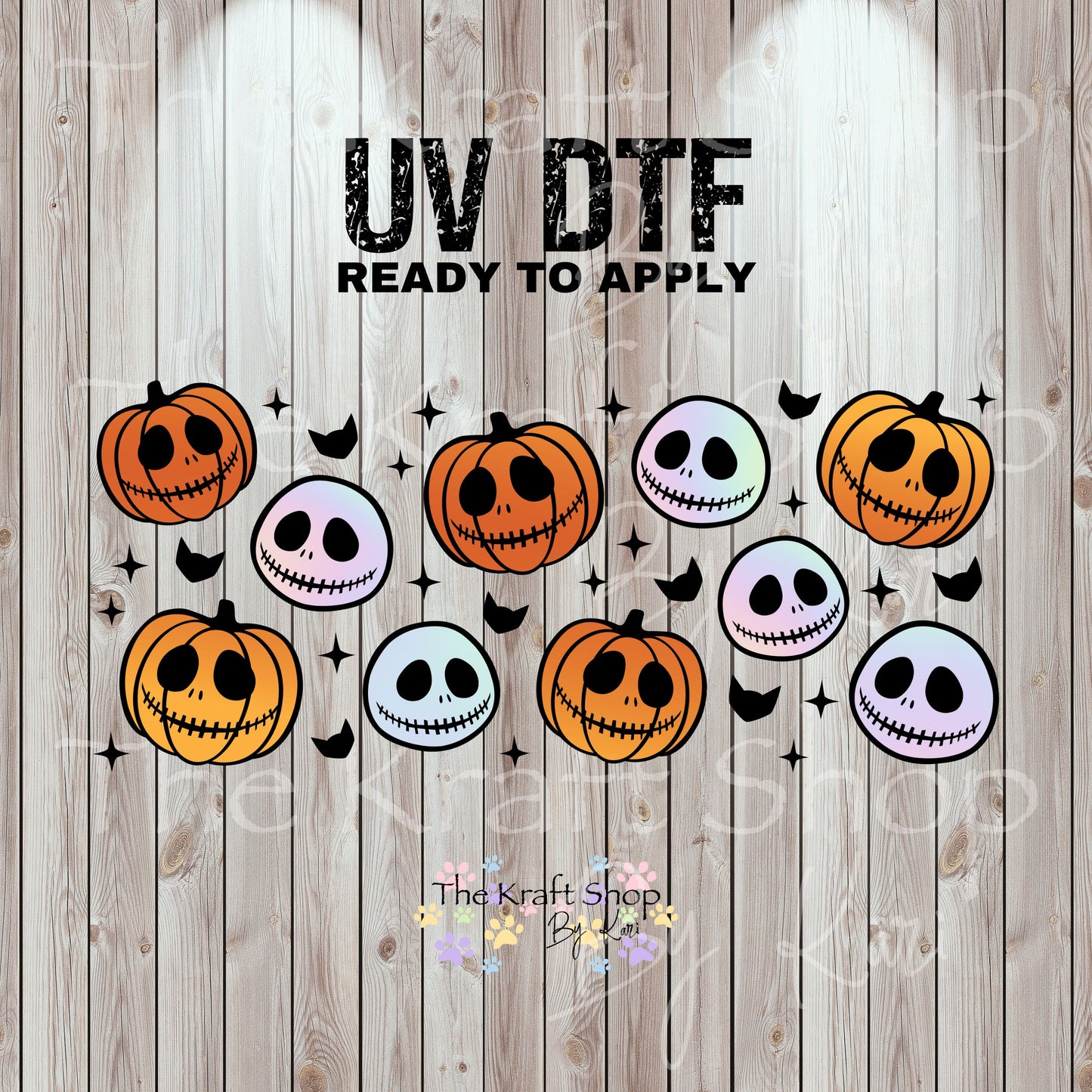 UV DTF Sticker print. Jack Pumpkins wrap decal, tumbler decal UV wrap for glass can tumbler#7346
