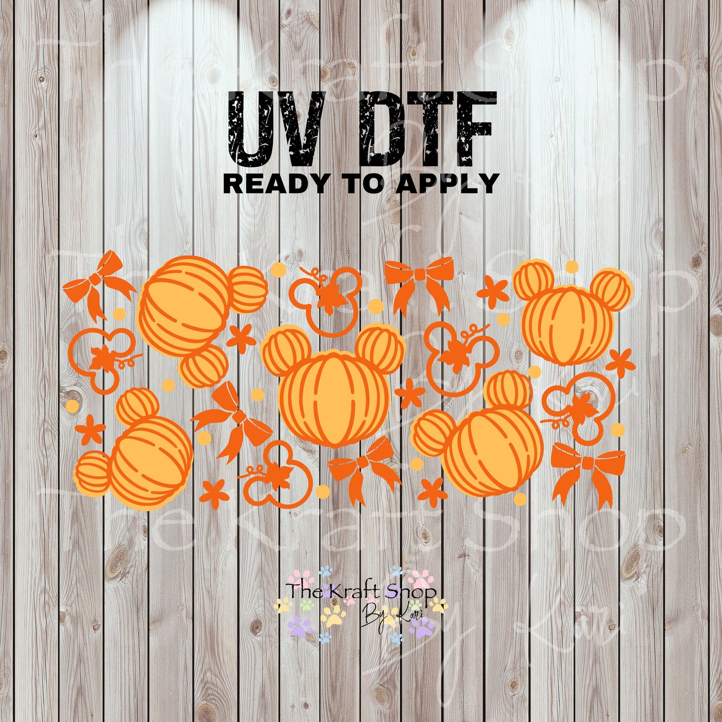 UV DTF Sticker print. Mick pumpkin leaves bows fall wrap decal, tumbler decal UV wrap for glass can tumbler#7347