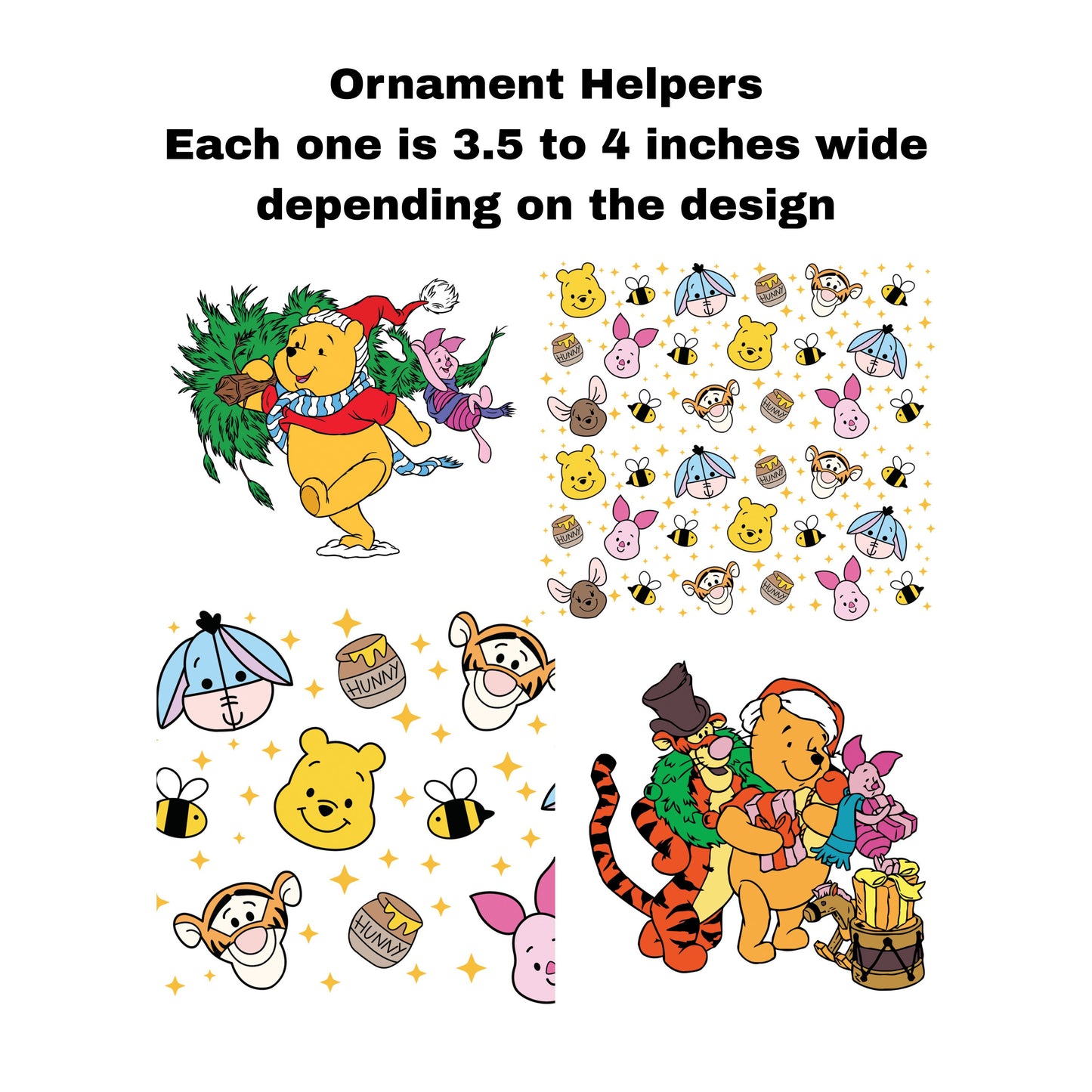 UV DTF Sticker print Ornament Helpers Poo friends Set of 4 decal, tumbler decal. UV wrap for glass can #7384