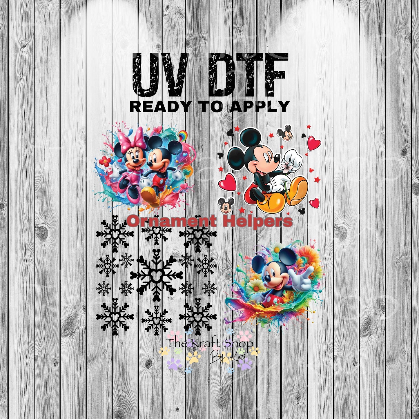 UV DTF Sticker print Ornament Helpers Mick Minn Set of 4 decal, tumbler decal. UV wrap for glass can #7384