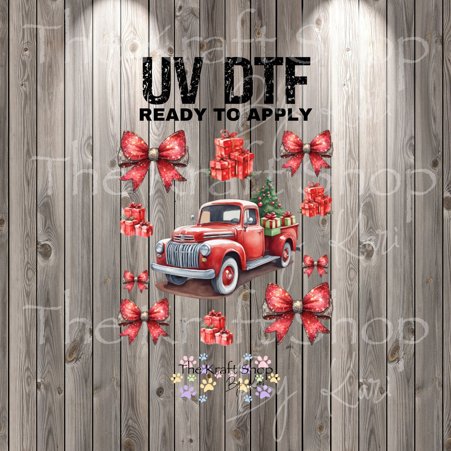 UV DTF Sticker print. Christmas Red Truck Bundle element bundle of decals, tumbler decal. #7389