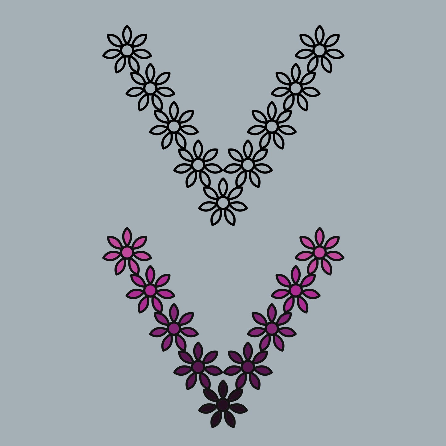 UV DTF Sticker print. Black Line flower v split helper tumbler decal. Permanent sticker #7395