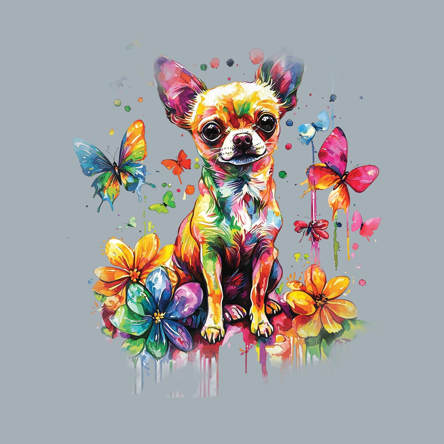 UV DTF Sticker print Watercolor Chihuahua decal, tumbler decal, permanent sticker. Uv wrap for glass can tumbler. #10320
