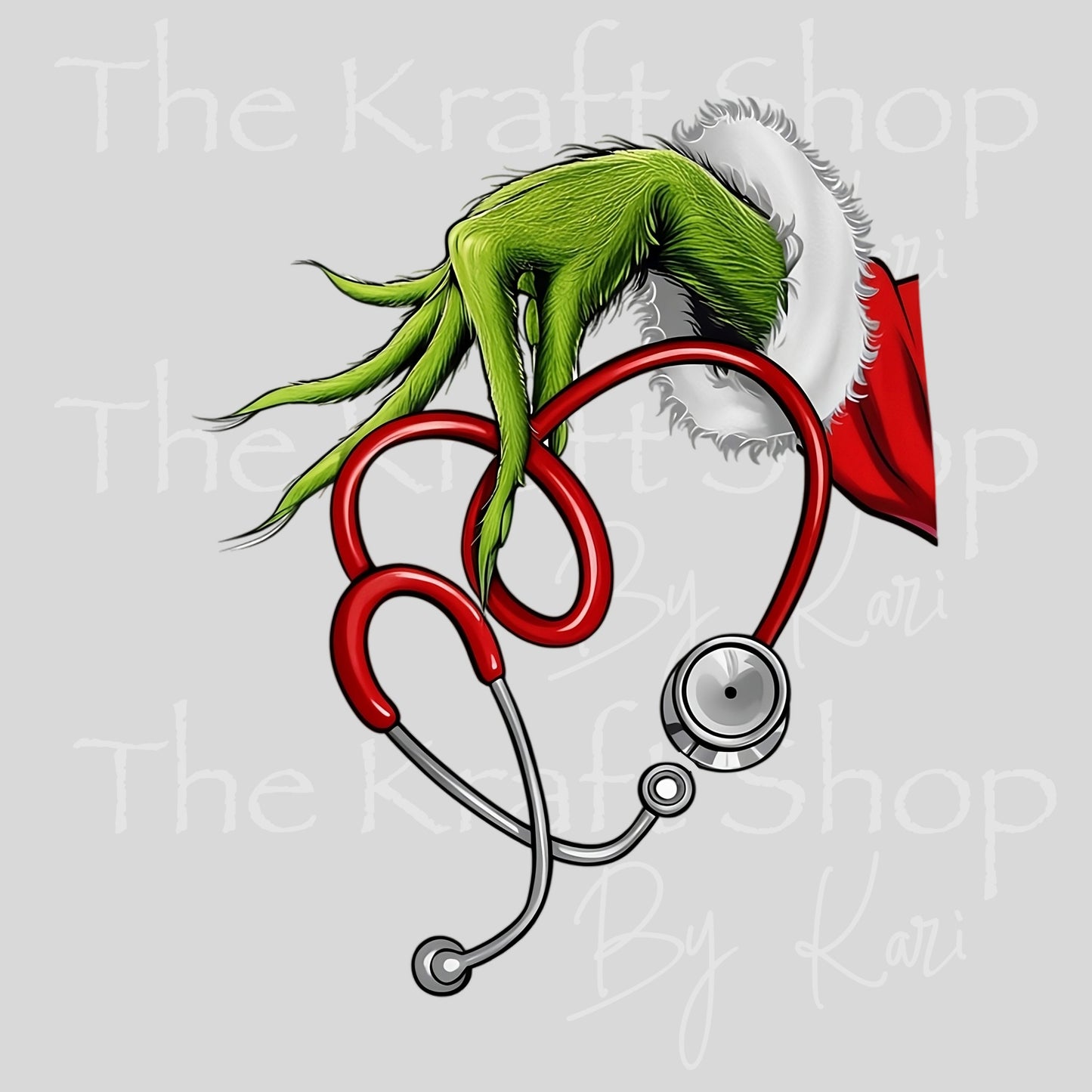 UV DTF Sticker prints. Green man stethoscope Merry Christmas decal, permanent sticker. #7454