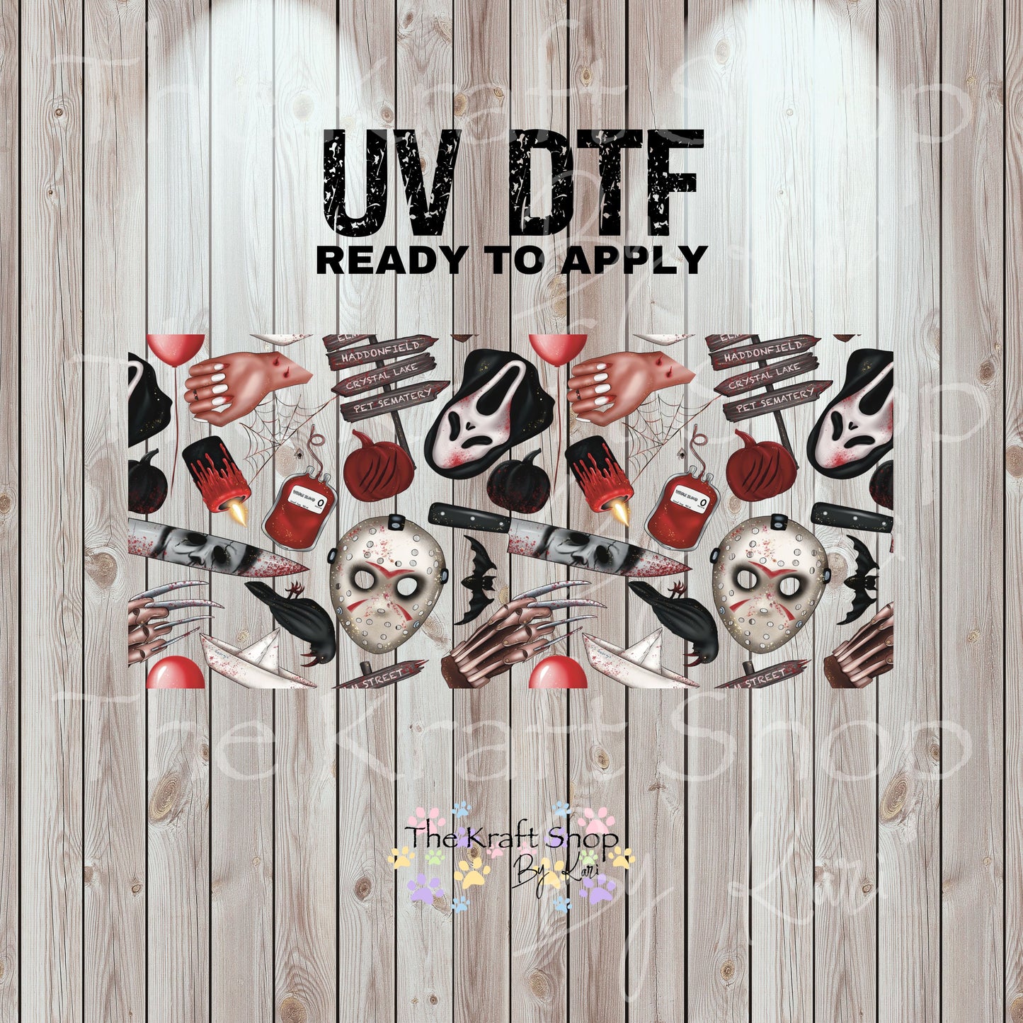 UV DTF Sticker print. Jason Horror Wrap decals tumbler decal. Glass can wrap.  #5475