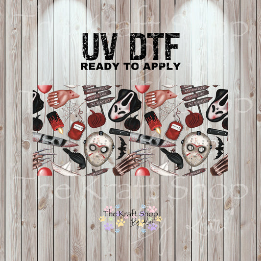 UV DTF Sticker print. Jason Horror Wrap decals tumbler decal. Glass can wrap.  #5475