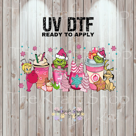 UV DTF Sticker print. Pink Grin Wrap With Cindy decals tumbler decal. Glass can wrap.  #7477