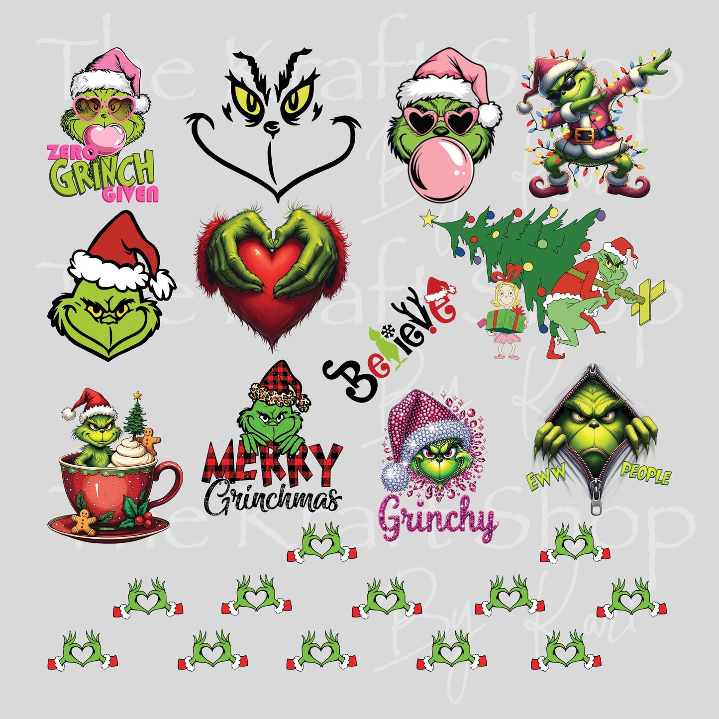 UV DTF Sticker print Grin Element Christmas 10x10 bundle of decals 2.5H each #7526
