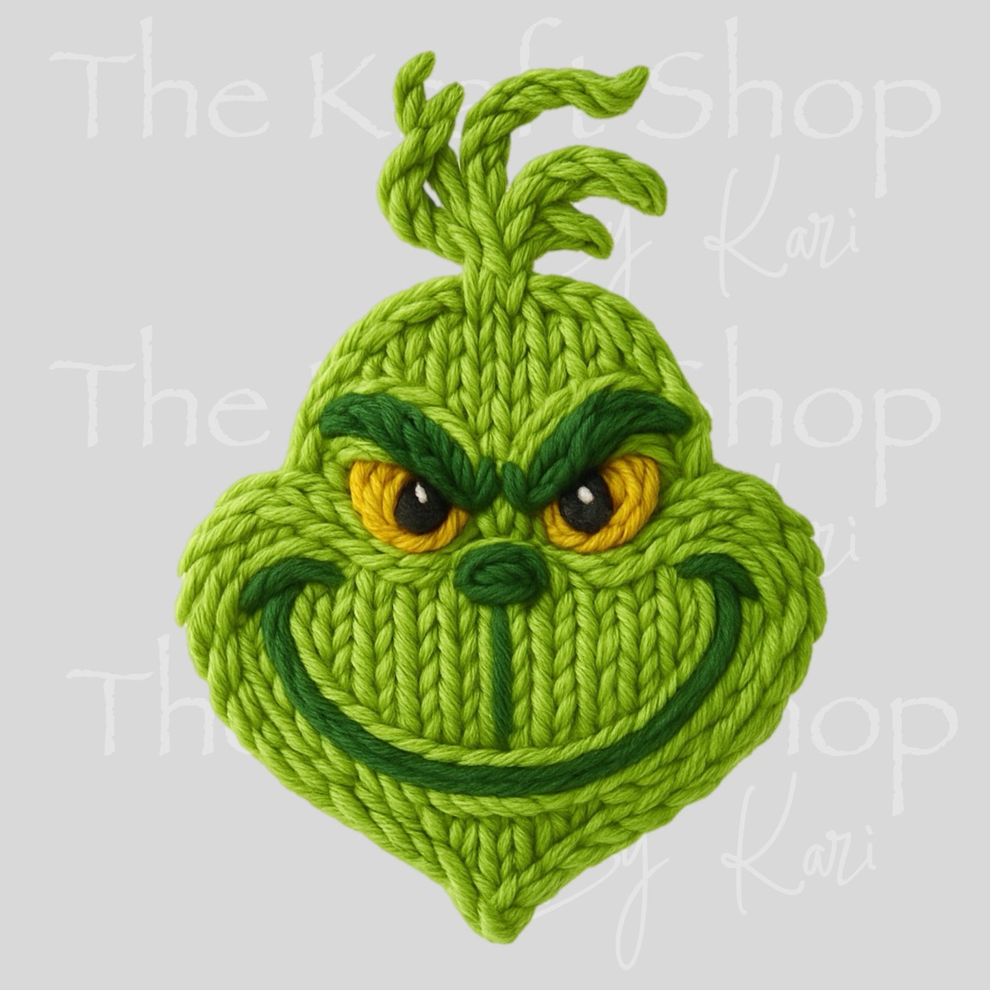 UV DTF Sticker print yarn Grin Christmas crochet decal, tumbler decal #7545