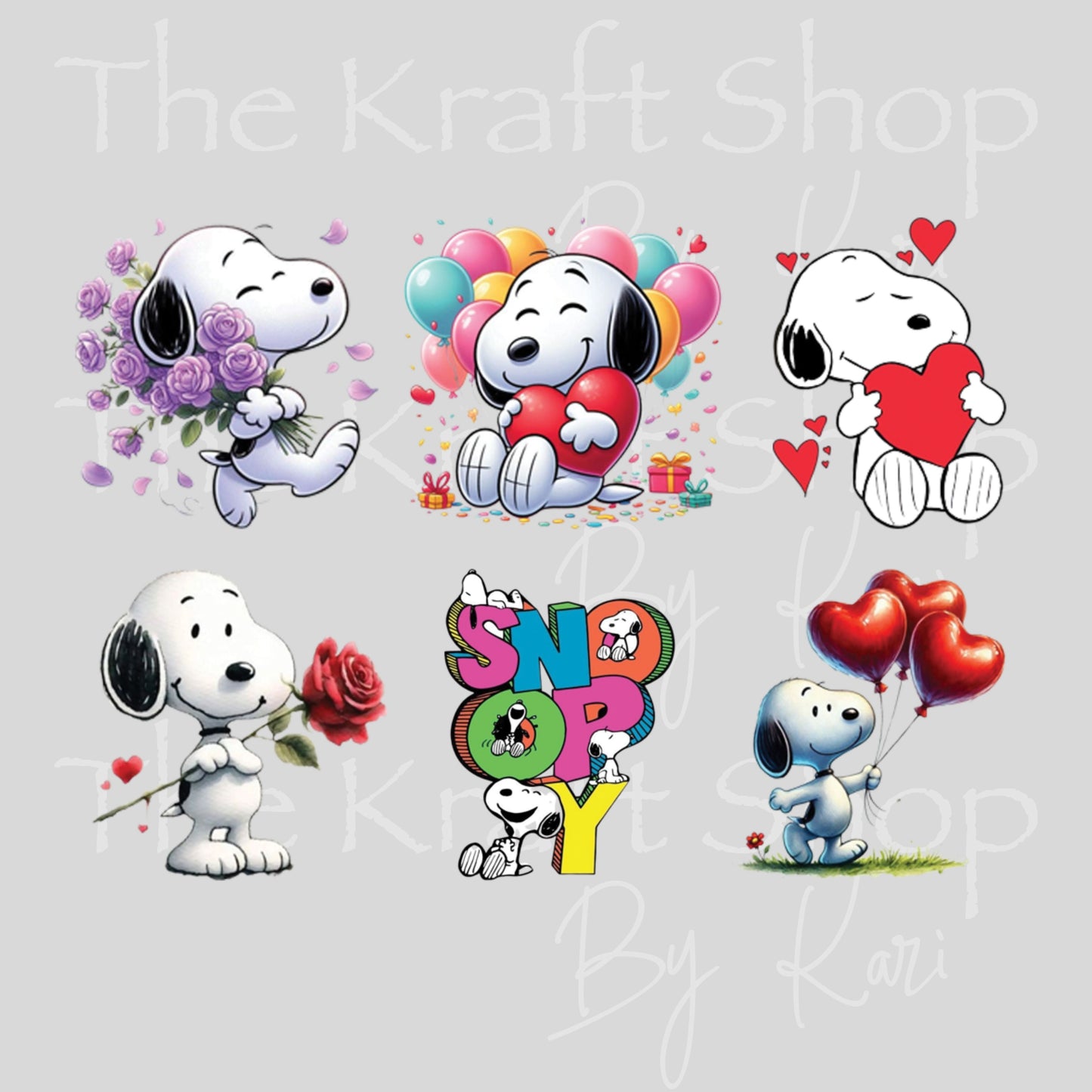 UV DTF Sticker print. Snoop Valentine's Day 6 pk 3.5H each #7637