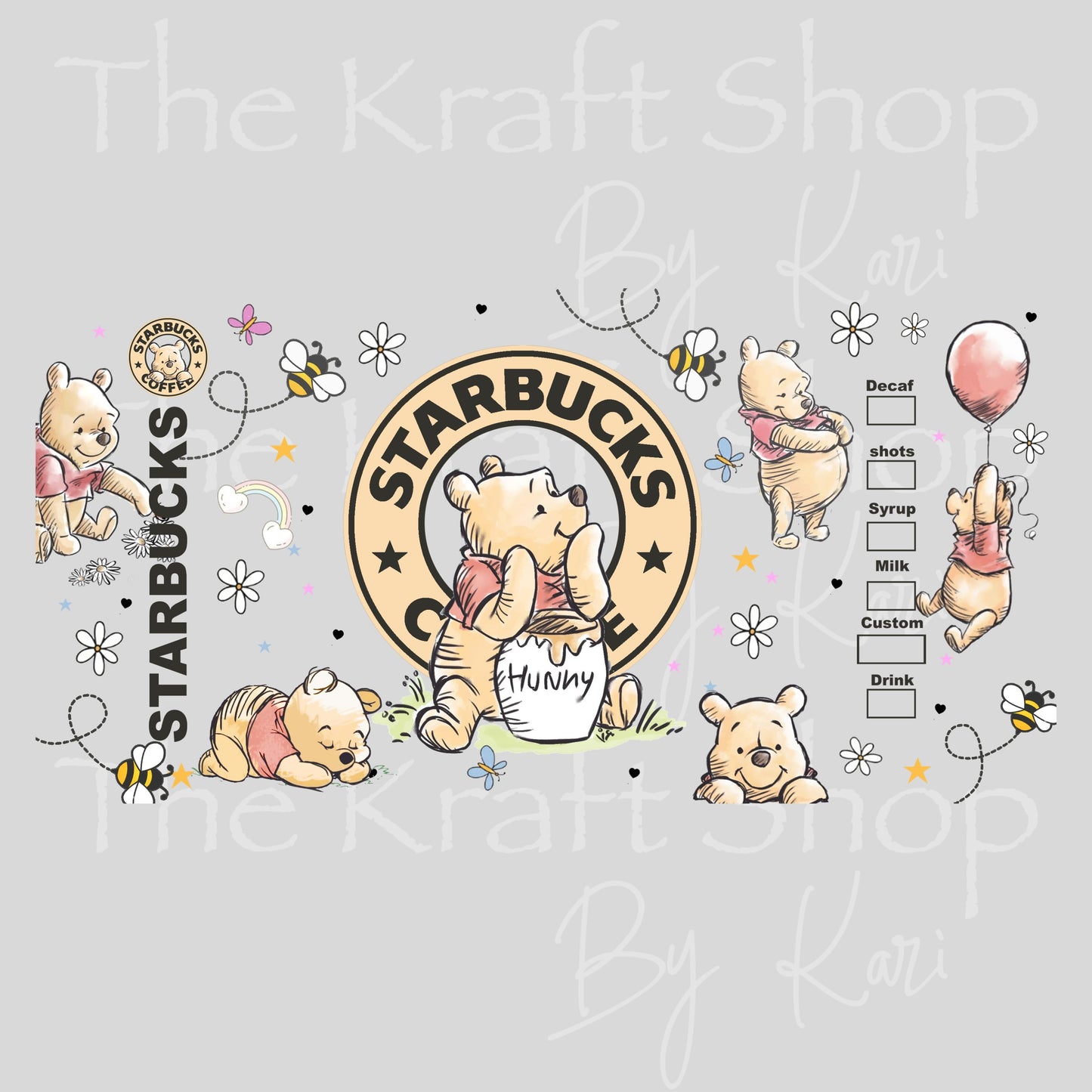UV DTF Sticker print. Vintage Pooh Wrap decal, tumbler decal, permanent sticker #5501