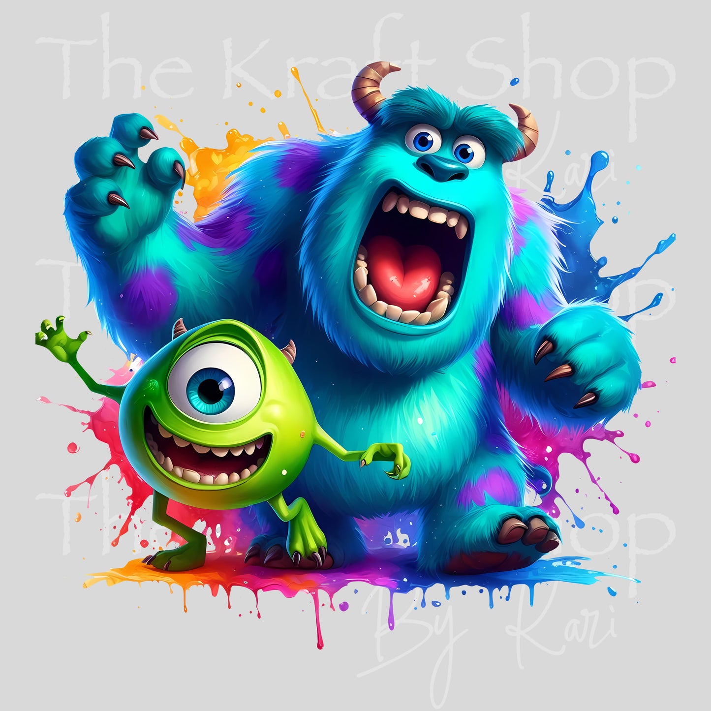 UV DTF Sticker print Monster splash Splatter paint decal, tumbler decal, permanent sticker. #10415