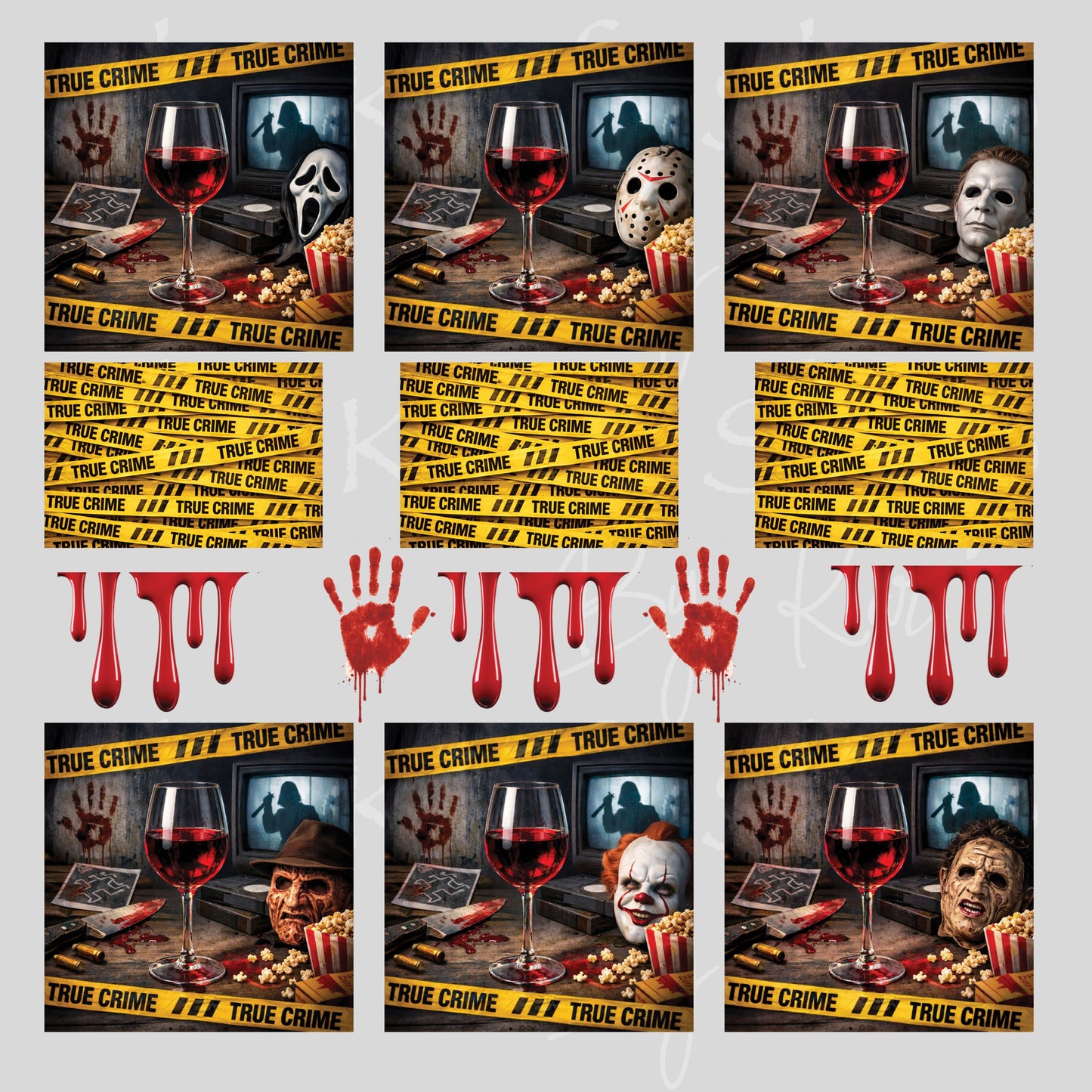 UV DTF True Crime patchwork mixed media Element sheet 8x8 decal #10471