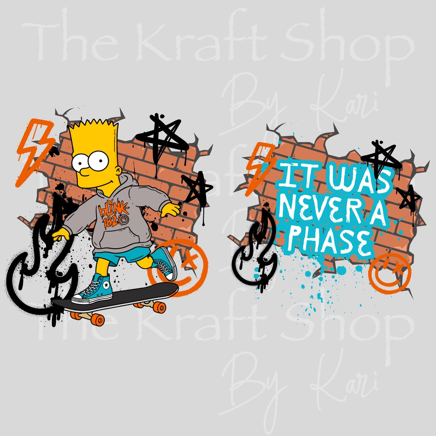 UV DTF Skater Bart It Was Never a Phase skateboarder decal, tumbler decal, permanent sticker. #4702