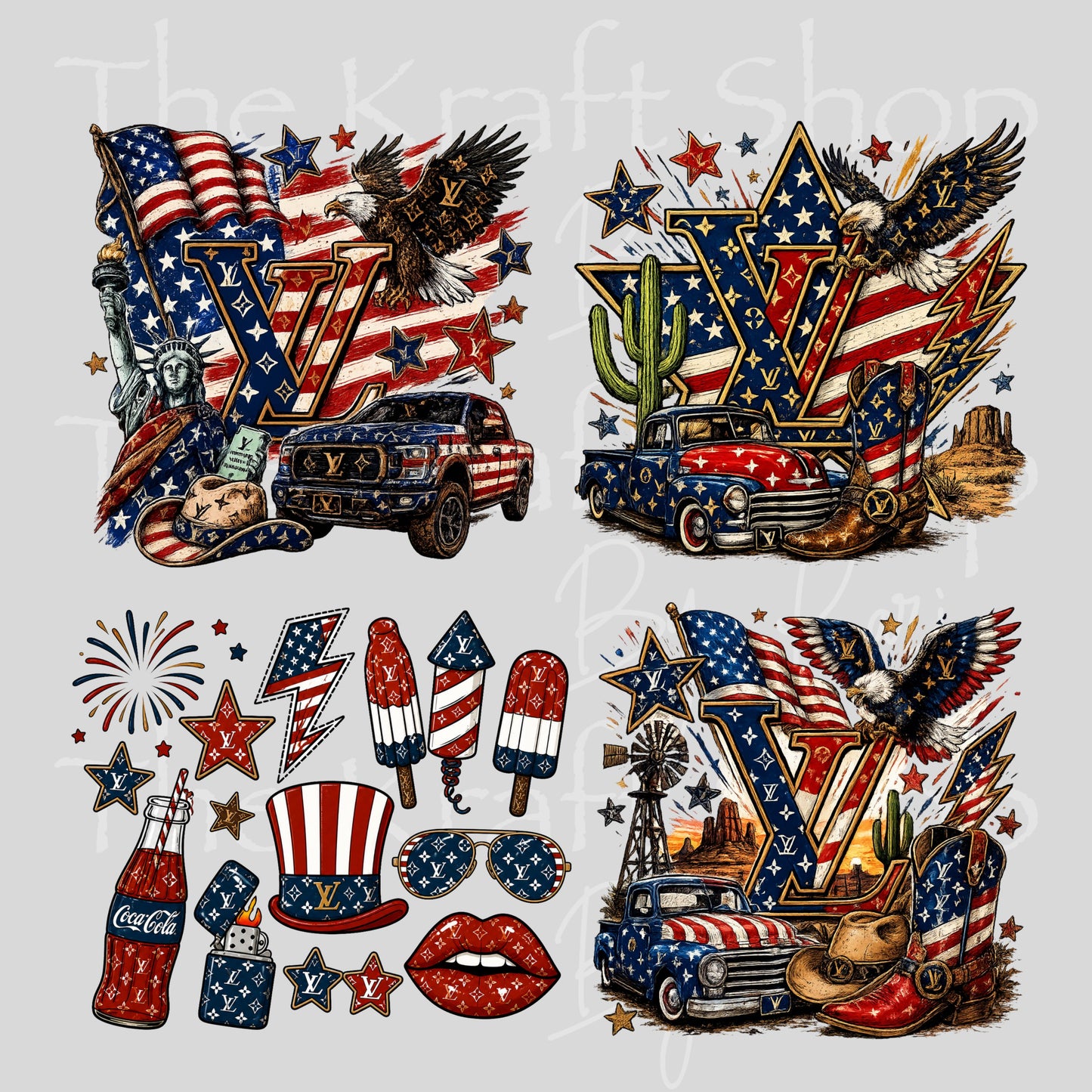 UV DTF Patriotic LV 4pk decals , permanent sticker.#10492